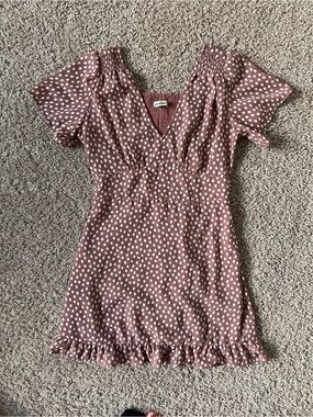 Abercrombie & Fitch Dusty Rose Polka Dot Mini Dress